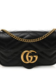 Calfskin Matelasse Super Mini GG Marmont Shoulder Bag Black