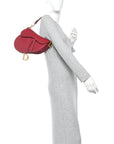Grained Calfskin Saddle Bag Red