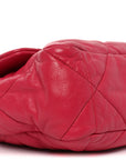 Goatskin Quilted Large CHNL 19 Flap Dark Pink