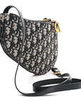Oblique Saddle Pouch With Strap Navy Blue