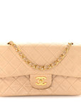 Lambskin Quilted Small Double Flap Beige