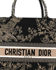 Canvas Embroidered Large Ornamental Cornely Book Tote Black Beige