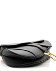 Grained Calfskin Saddle Bag With Strap Black