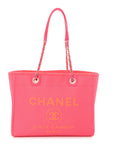 Mixed Fibers Calfskin Medium Deauville Tote Pink Orange
