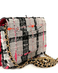 Tweed Calfskin Signe Wallet On Chain WOC Black Pink Orange
