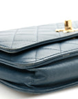 Lambskin Quilted Trendy CC Wallet On Chain WOC Blue