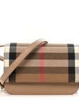 Grained Calfskin House Check Small Madison Shoulder Bag Chestnut Beige