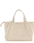 Calfskin Cuir Small Triomphe Cabas Drawstring White