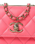 Lambskin Quilted Mini Trendy CC Chain Wallet Pink