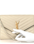 Grain De Poudre Matelasse Chevron Cassandre Envelope Chain Wallet Crema Soft