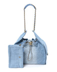 Washed Denim Quilted Medium CHNL 25 Handbag Blue