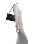 Lambskin Quilted Small Loulou Puffer Monogram Chain Satchel Black