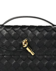 Nappa Intrecciato Long Andiamo Top Handle Clutch Black