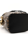 Vitello Liberty F is FNDI Bi-Color FF 1974 Embossed Mini Mon Tresor Bucket Bag Maya Black