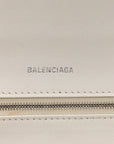 Shiny Box Calfskin Tonal B Hourglass Stretch Top Handle Bag White