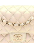 Iridescent Lambskin Quilted Medium Double Flap Ivory