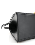 Shiny Box Calfskin Small Hourglass Top Handle Bag Black