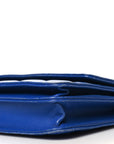 Lambskin Quilted Square Wallet On Chain WOC Blue