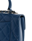 Lambskin Quilted Small Trendy CC Flap Dual Handle Bag Blue