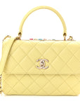 Lambskin Quilted Small Trendy CC Flap Dual Handle Bag Yellow
