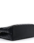 Calfskin Y Quilted Monogram Small Loulou Chain Satchel Black