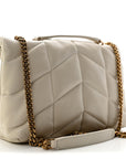 Lambskin Quilted Toy Loulou Puffer Monogram Chain Satchel Blanc Vintage