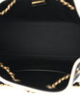 Braided Raffia Calfskin Quilted Mini CHNL 25 Handbag Black White