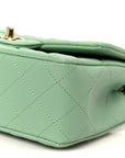 Lambskin Quilted Mini Rectangular Flap Green