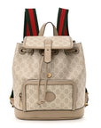 GG Supreme Monogram Azalea Calfskin Retro Interlocking G Buckle Backpack Beige Mystic White