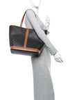 Triomphe Canvas Calfskin Medium Cabas Bag Tan