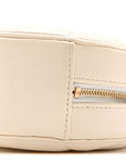 Lambskin Quilted CHNL 19 Round Clutch With Chain White