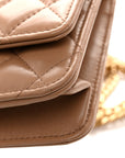Calfskin Quilted Perfect Fit Wallet On Chain WOC Beige