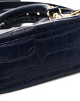 Calfskin Crocodile Embossed Gold Metallic Edge Hardware Mini City Bleu