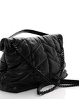 Lambskin Quilted Monogram Monochrome Small Loulou Puffer Chain Satchel Black