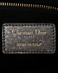 Metallic Grained Calfskin Cannage Medium Supple Lady D1OR Steel
