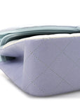 Perforated Lambskin Quilted Medium Double Flap Light Blue Light Purple White