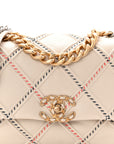 Lambskin Mixed Fibers Quilted Medium CHNL 19 Flap Beige