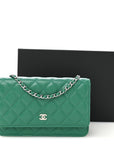 Caviar Quilted Wallet On Chain WOC Green
