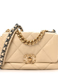 Lambskin Quilted Medium CHNL 19 Flap Beige