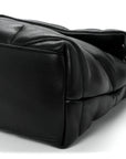 Lambskin Quilted Small Loulou Puffer Monogram Chain Satchel Black