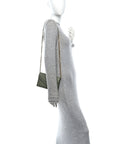 Grain De Poudre Matelasse Chevron Monogram Envelope Chain Wallet Light Sage