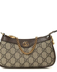 GG Supreme Monogram Textured Dollar Calfskin Mini Ophidia Chain Bag Beige Ebony