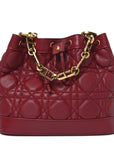 Lambskin Cannage Miss D1OR Bucket Bag Cherry Red