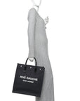 Linen Calfskin Rive Gauche North South Tote Grey