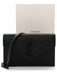 Grain De Poudre Matelasse Chevron Monogram Monochrome Envelope Chain Wallet Black