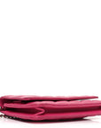 Lambskin Quilted Wallet On Chain WOC Dark Pink