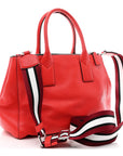 Pebbled Calfskin Gotham Bauletto Satchel Red
