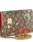 GG Supreme Monogram Tian Chain Wallet Beige Multicolor Red