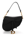 Grained Calfskin Saddle Bag Black