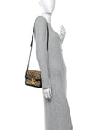 Velvet Calfskin Leopard Print Teen Triomphe Bag Brown Black